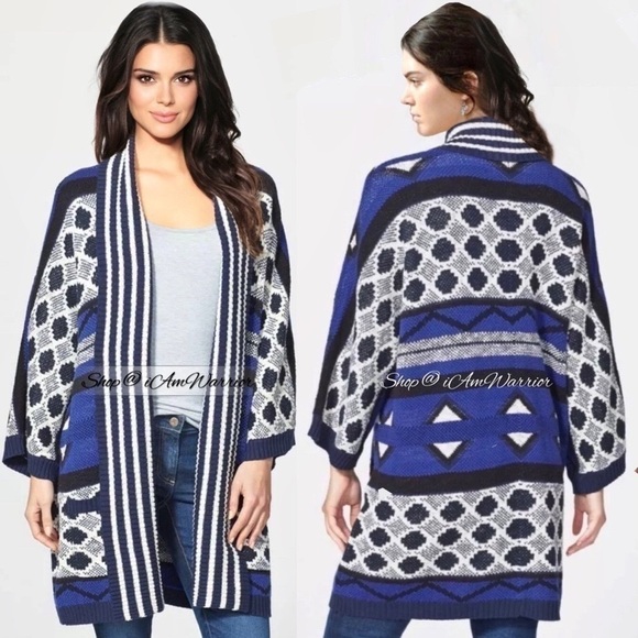 Lucky Brand geo print cotton cardigan sweater *shop@iamwarrior - Picture 3 of 11